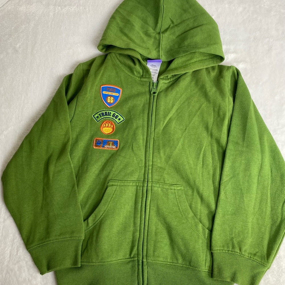 Disney Green Kids Hoodie with Patches Size 5T - Picture 2 of 7